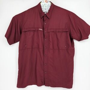 GameGuard Shirt Mens XXL Maroon Vented Fishing‎ Short Sleeve Outdoor Top FLAWS